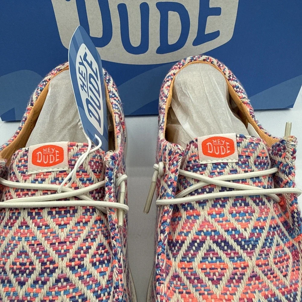 Hey Dude Wendy Funk Surf Baja Ivory/Multi Color Women's Size 9 Slip On Shoes NEW